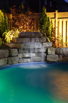 waterfall garden lighting